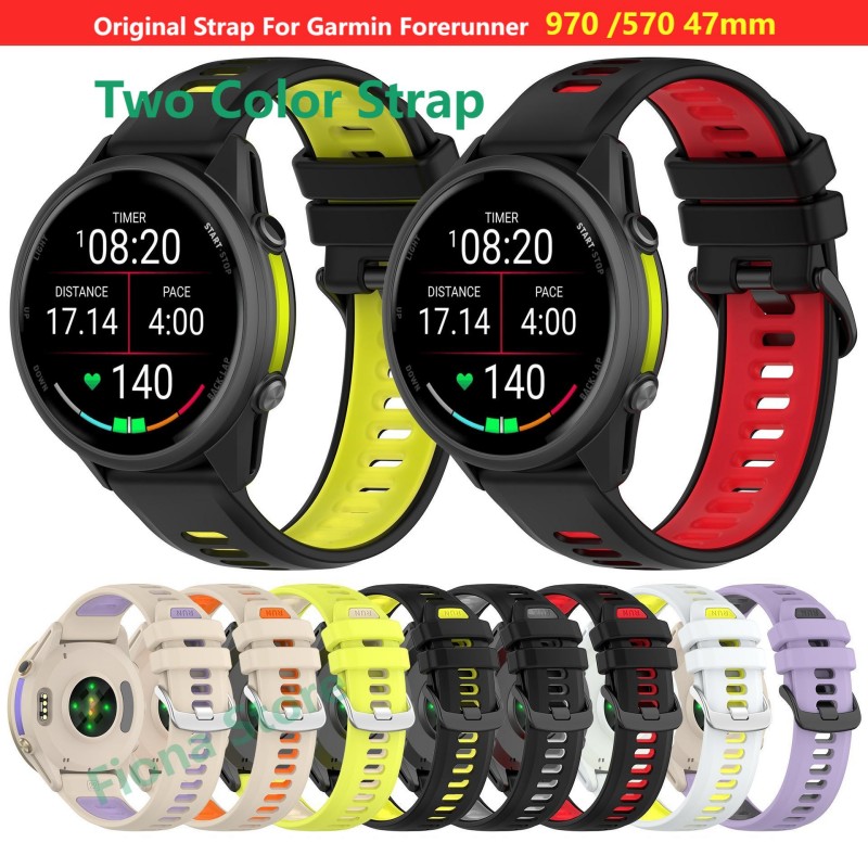 Silicone Watch Band 22Mm - Bracelet bicolore 22mm pour Garmin Forerunner
