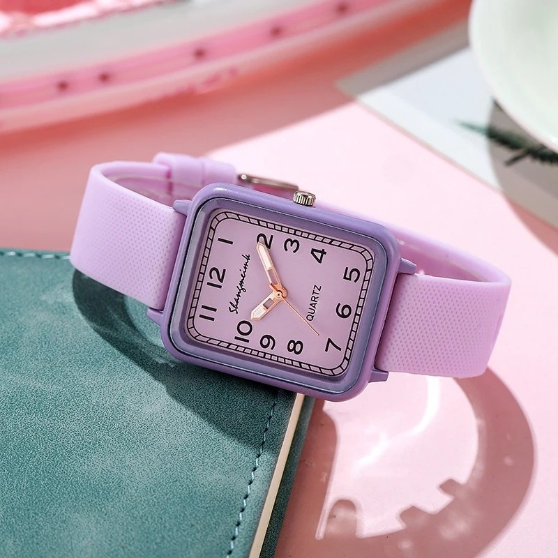 Silicone Band Women - Mode cadran rectangulaire dames montre à
