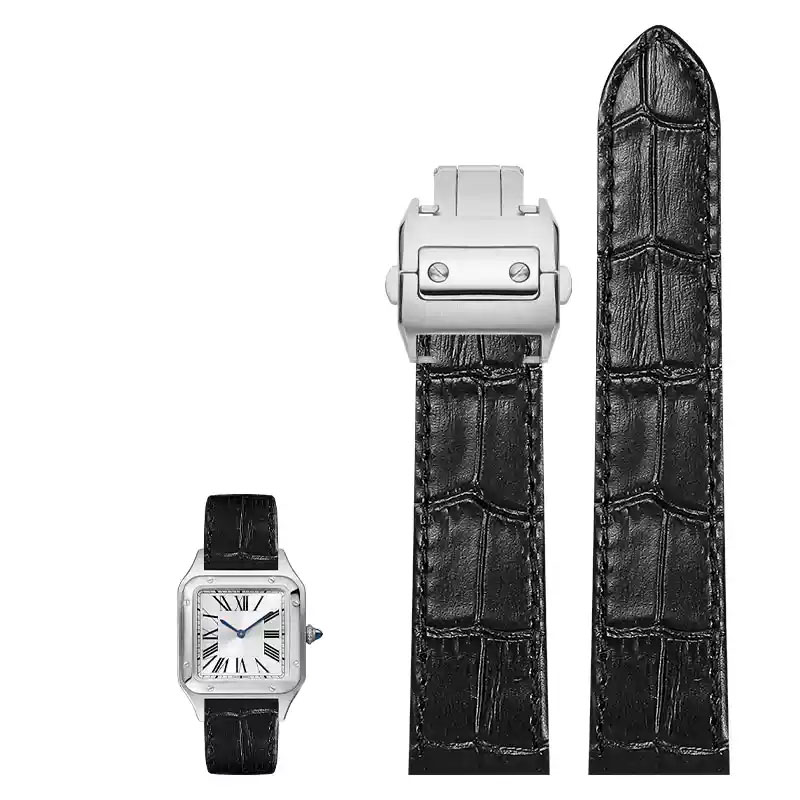 Cartier Watch Santos - Bracelet de montre en cuir véritable,
