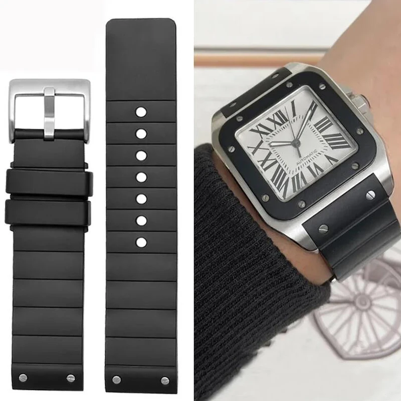 Cartier Watch Tank - Bracelet de montre en caoutchouc noir