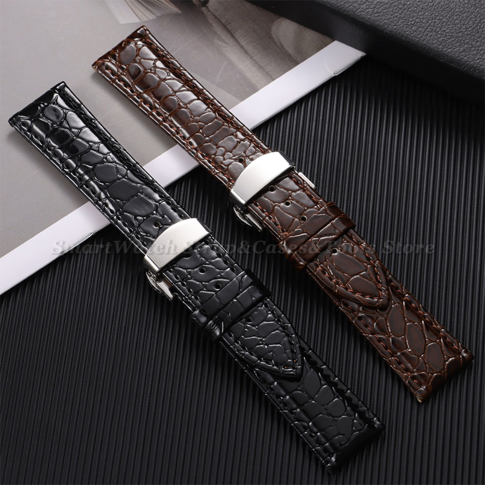Bracelets de montre en cuir à  - Butterfly Clasp Deployant avis et prix