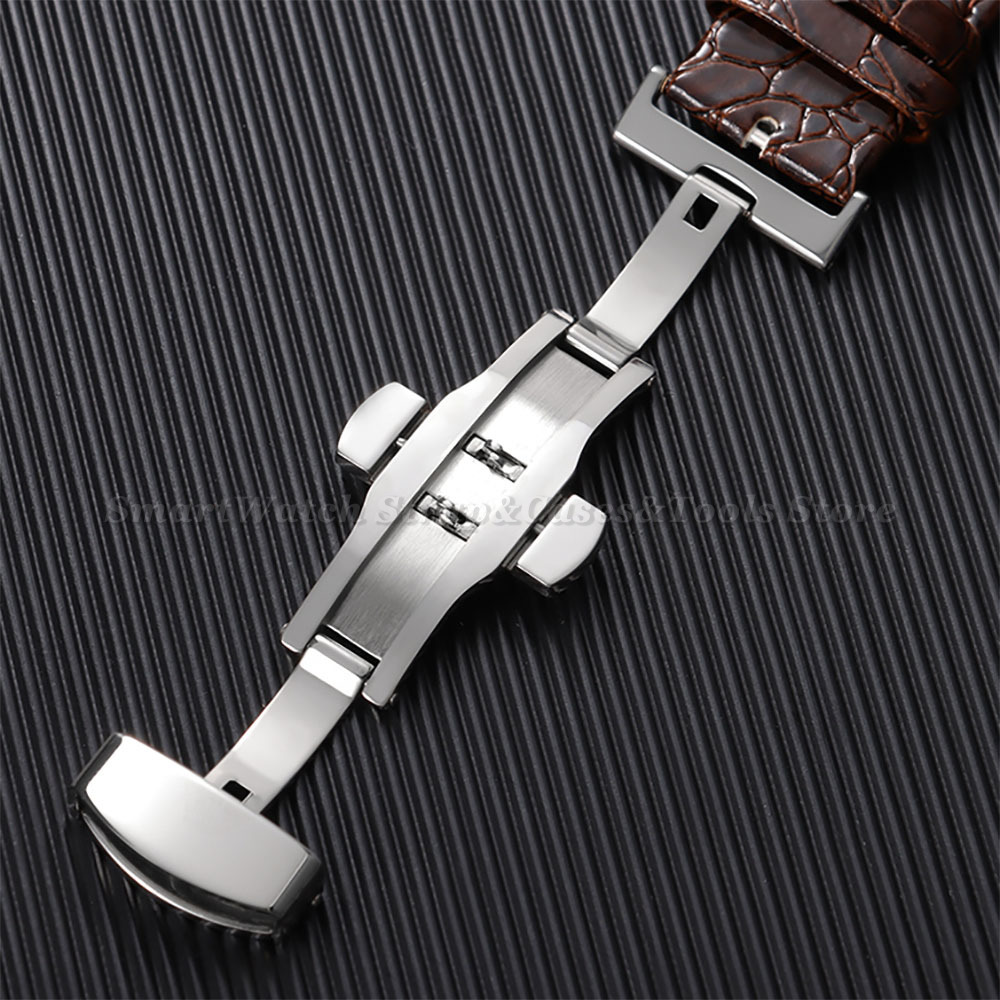 Bracelets de montre en cuir à  - Butterfly Clasp Deployant avis et prix