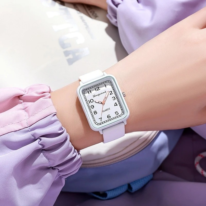 Mode cadran rectangulaire dame - Silicone Band Women avis et prix