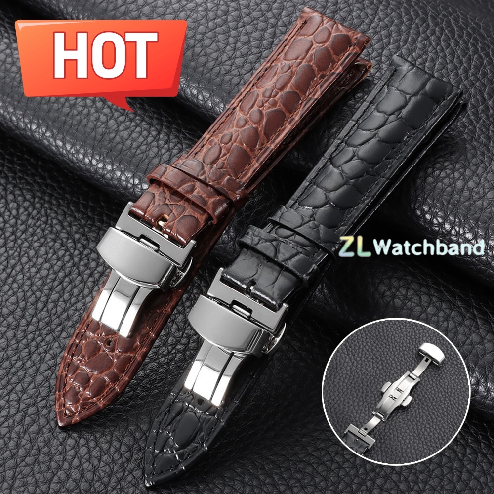 Bracelet de montre en cuir à m - Butterfly Clasp Deployant avis et prix