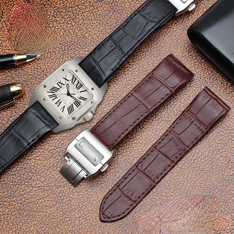 Bracelet de montre en cuir vér - Cartier Watch Santos avis et prix